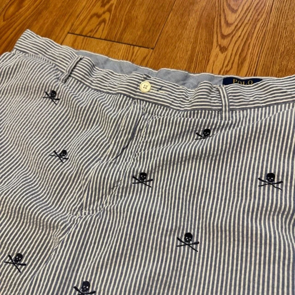 Polo Ralph Lauren Men's Shorts Seersucker Crossbones Skull Size 36